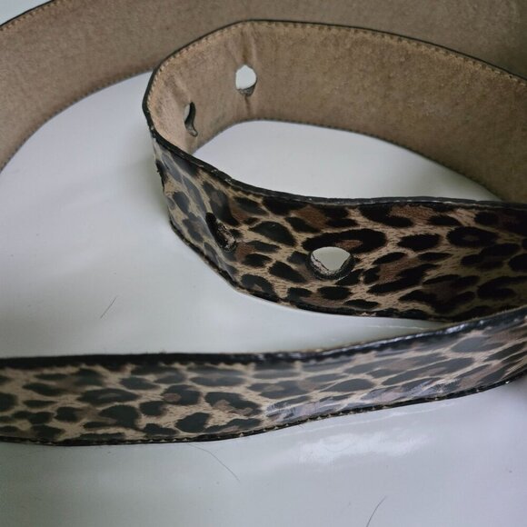 Guess Vintage Leopard Faux Patent Leather Belt animal print trending - Picture 3 of 4